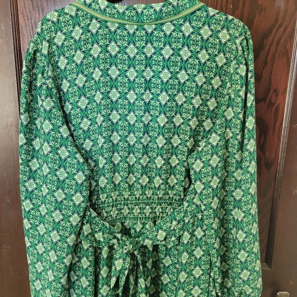 NWT Max Studio Green Geometric Print Women's MIDI Dress Size 2X Boho Chic - Picture 8 of 13